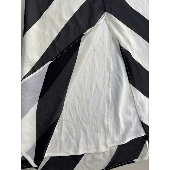Christopher John Rogers Sleeveless Slip Dress Womens 10 Black White Chevron Y2K - Picture 8 of 16